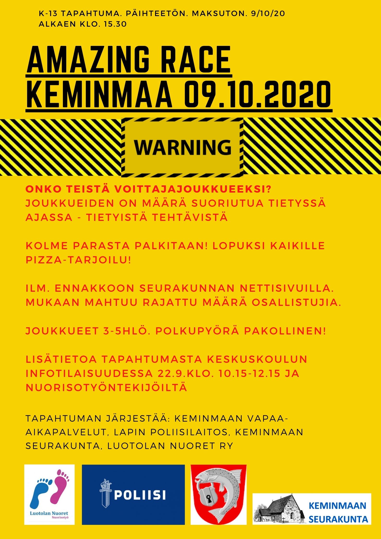 Keminmaan Amazing Race 2020 nuorten tapahtuma