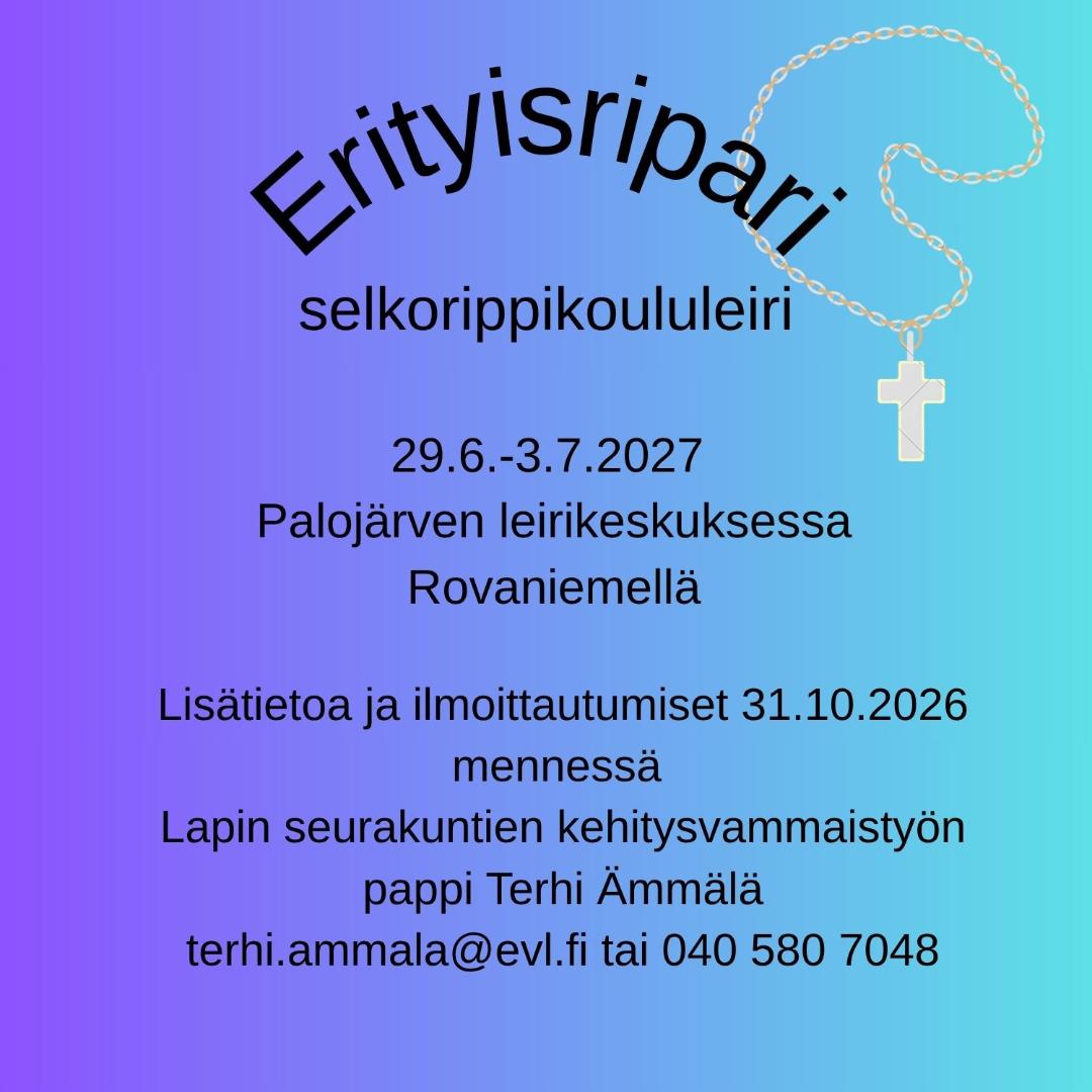 Mainos erityisrippikoululeiristä