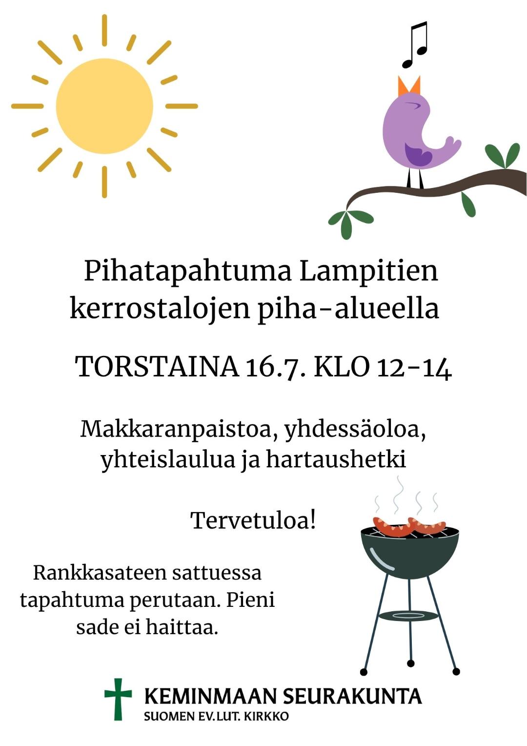 Mainos Lampitien pihatapahtumasta