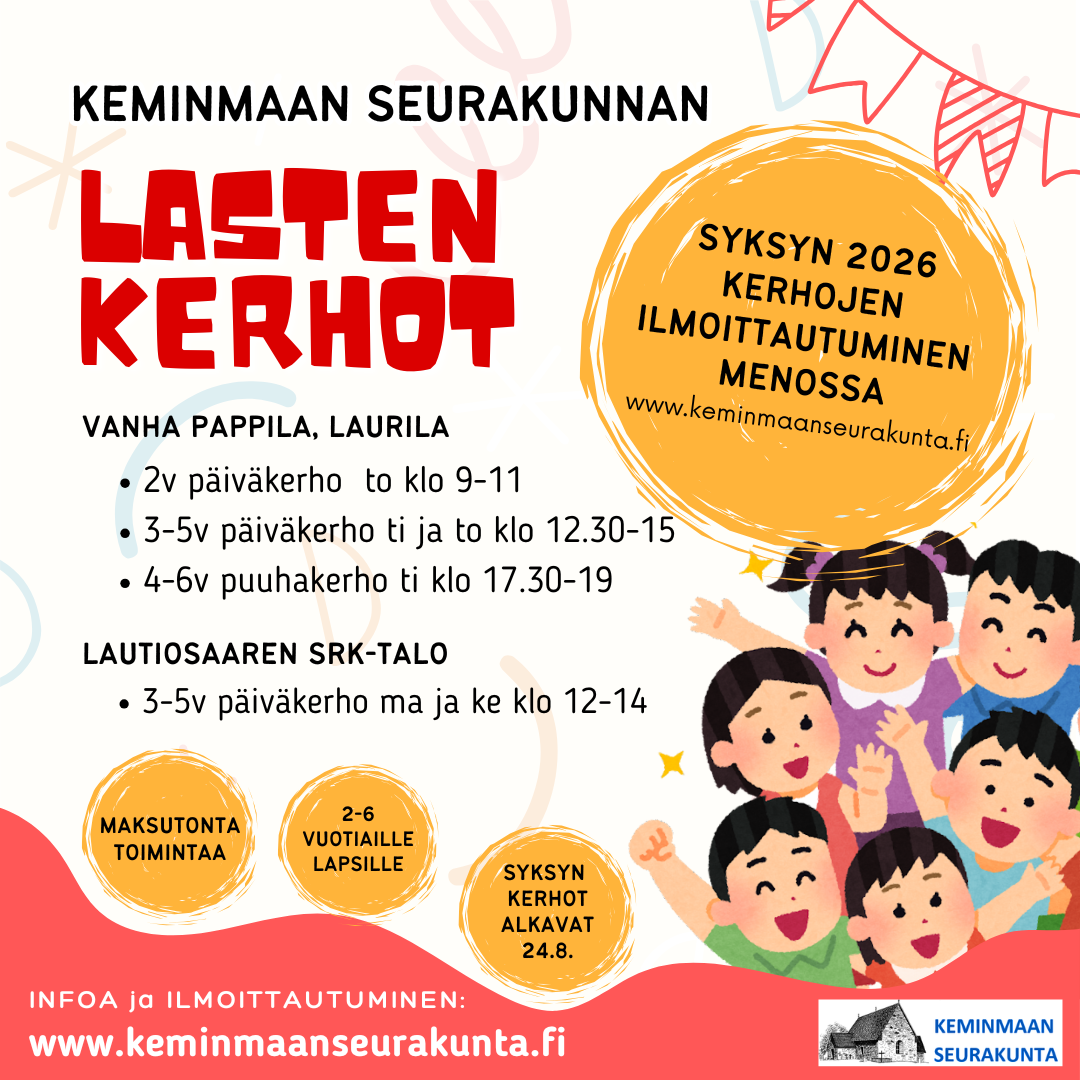 Vapaita paikkoja vielä löytyy syksyn 2-6 v. lastenkerhoista.